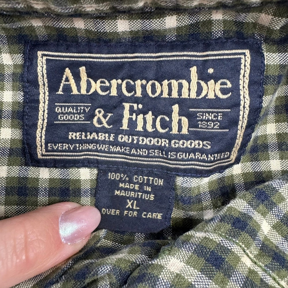 Abercrombie & Fitch Mens XL Gingham Button Down Shirt Y2K Vintage Cotton - Picture 2 of 8